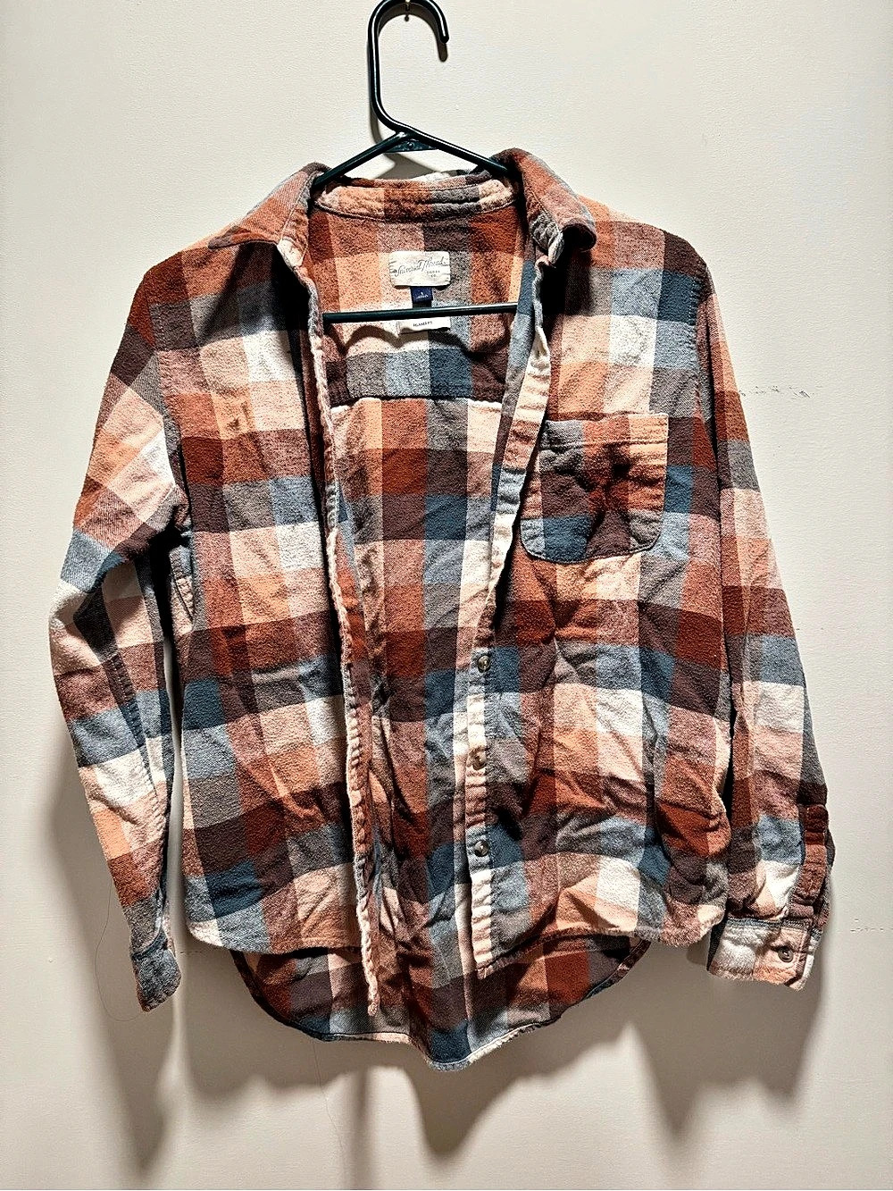 Universal Thread Relaxed Fit Long Sleeve Flannel Shirt Brown & Blue Small